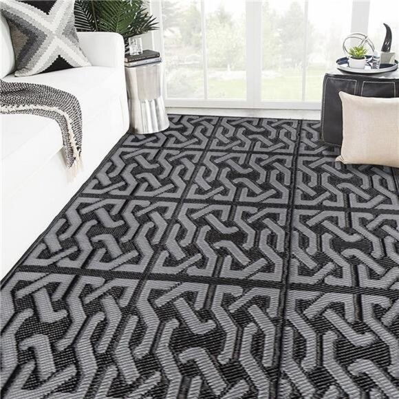 Reversible Mats, Plastic Straw Rug, Modern Area Rug, Large Floor Mat and Rug - Picture 1 of 7